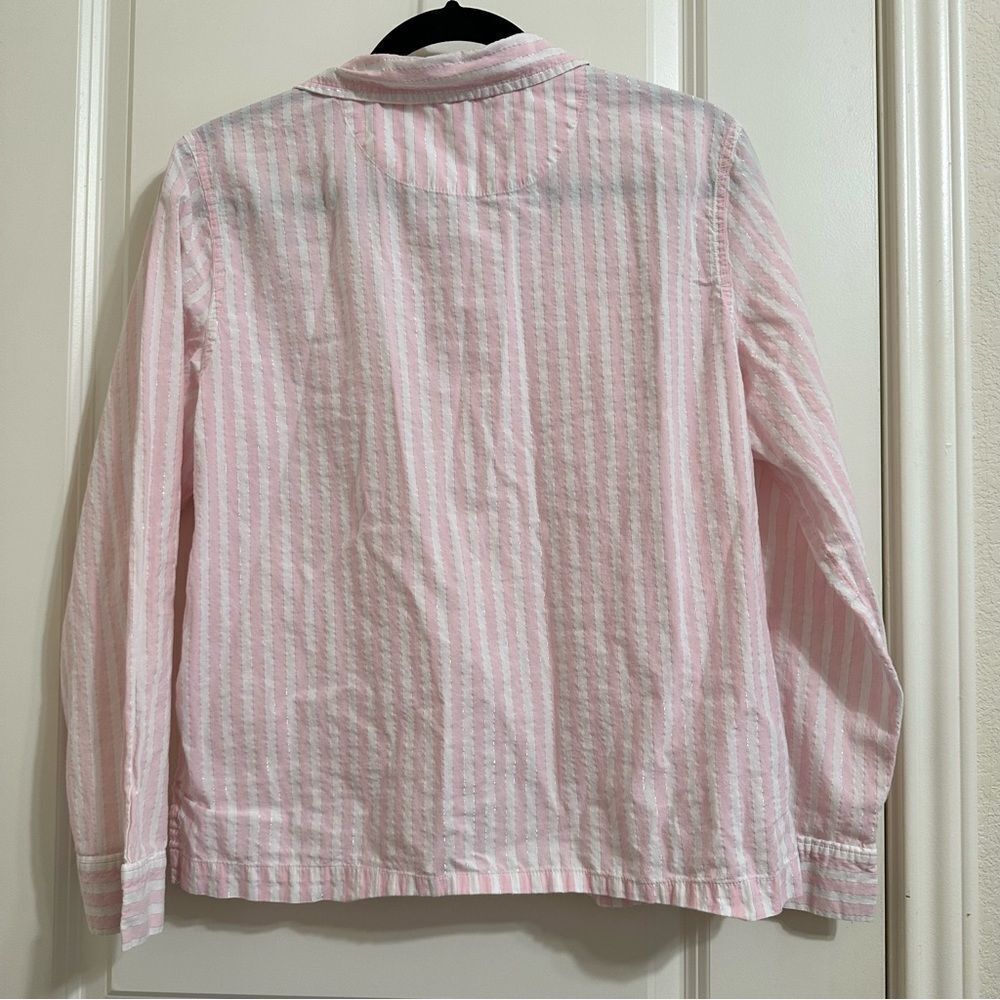 VICTORIA’S SECRET ICONIC STRIPE BUTTON UP LONG SLEEVE SLEEP SHIRT MEDIUM flaw - Picture 3 of 7
